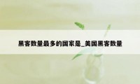 黑客数量最多的国家是_美国黑客数量