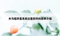 木马程序是系统还是软件的简单介绍