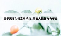 属于黑客入侵常用手段_黑客入侵行为有哪些