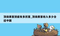 顶级黑客到底有多厉害_顶级黑客收入多少合适中国