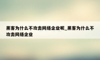 黑客为什么不攻击网络企业呢_黑客为什么不攻击网络企业