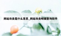 网站攻击是什么意思_网站攻击明细查询软件