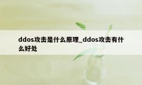 ddos攻击是什么原理_ddos攻击有什么好处