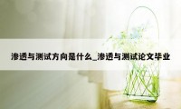 渗透与测试方向是什么_渗透与测试论文毕业