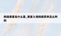 网络黑客犯什么罪_黑客入侵网络获利怎么判刑