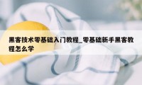 黑客技术零基础入门教程_零基础新手黑客教程怎么学