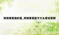 网络黑客指的是_网络黑客属于什么罪犯管辖