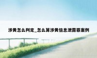 涉黄怎么判定_怎么算涉黄信息泄露罪案例