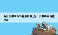 为什么要叫木马程序员呢_为什么要叫木马程序员