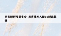 黑客群群号是多少_黑客技术入侵qq群改数据