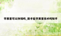 学黑客可以挣钱吗_新手能学黑客技术吗知乎