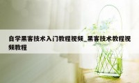 自学黑客技术入门教程视频_黑客技术教程视频教程