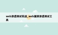 web渗透测试实战_web漏洞渗透测试工具