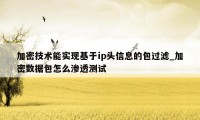 加密技术能实现基于ip头信息的包过滤_加密数据包怎么渗透测试