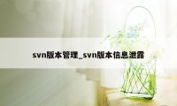 svn版本管理_svn版本信息泄露