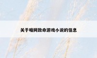 关于暗网致命游戏小说的信息