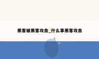 黑客被黑客攻击_什么事黑客攻击