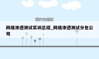 网络渗透测试实训总结_网络渗透测试分包公司