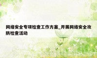 网络安全专项检查工作方案_开展网络安全攻防检查活动