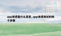 app渗透是什么意思_app渗透测试的四个步骤