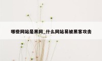 哪些网站是黑网_什么网站易被黑客攻击